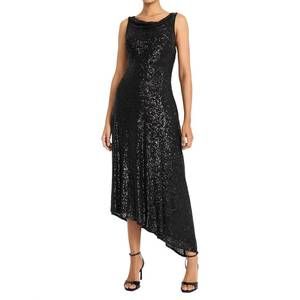 NEW MAGGY LONDON asymmetrical sequin dress in black